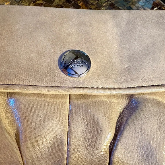 Largest Vintage Coach Gold Wristlet with Shimmery Finish - Picture 5 of 11